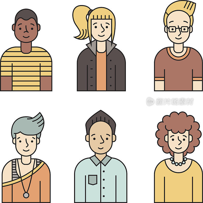 People multicolored icons vector set (men and women). 第二部分。